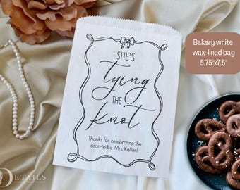 She’s Tying the Knot Bridal Shower Favor Bag | Eco-Friendly Goodie Bags | Coquette Theme Bridal Shower Favors | Perfect Party Gifts - 25 pk