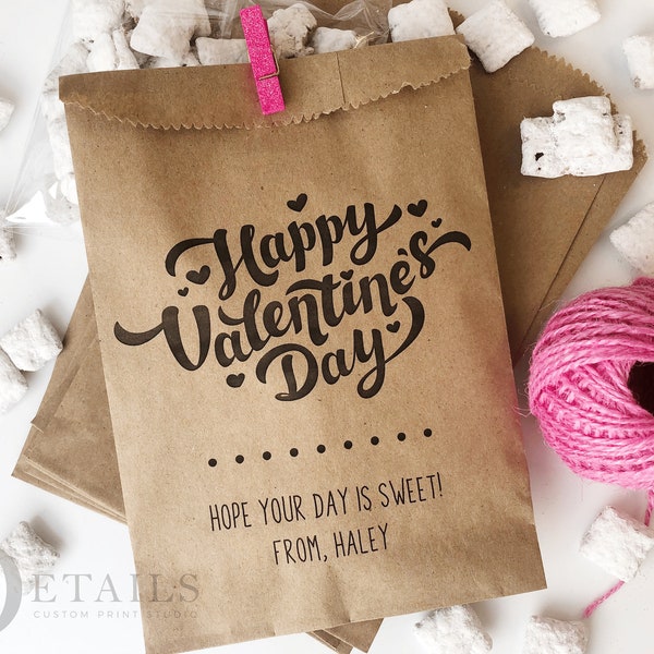 Valentine Treat Bags, Valentines Day Treat Bags, Valentine Party Favor Bags, Classroom Valentines, Kids Valentine Bags, Valentine Candy Bags