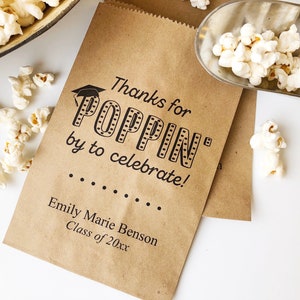 Popcorn Bags for Graduation Graduation Favor Bags Personalized Popcorn Bags Graduation Popcorn Bags Popcorn Bar Bags Cookie Bags image 1