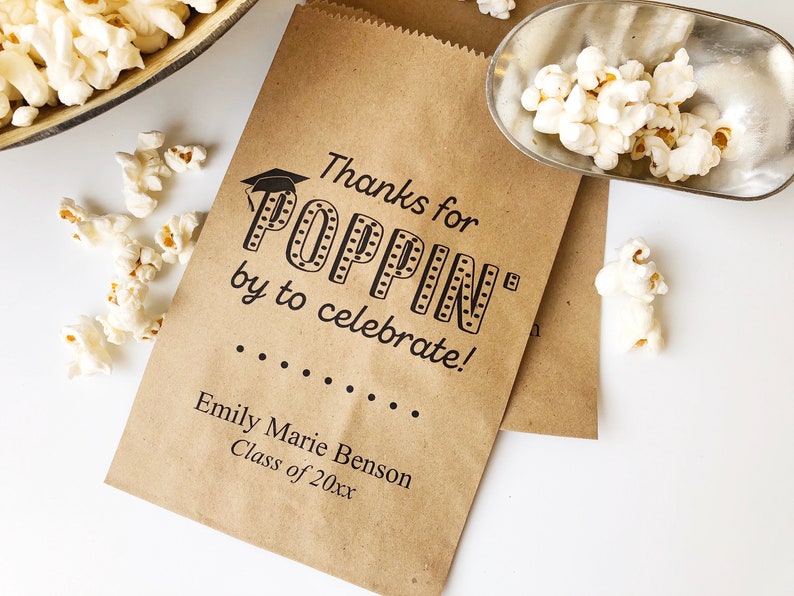 Popcorn Bags for Graduation Graduation Favor Bags Personalized Popcorn Bags Graduation Popcorn Bags Popcorn Bar Bags Cookie Bags image 1