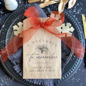 December Wedding Favor Bags | Winter Wedding Favors | Christmas Wedding Favor Bags | Bridal Shower Favors | Personalized Favor Bags - 25 pk