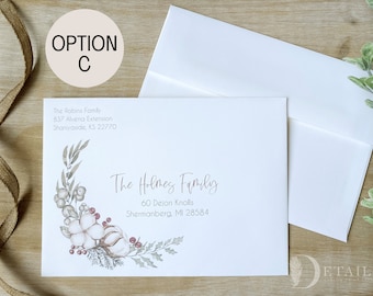 Printed Christmas Card Envelope Addressing Service, Full Color
