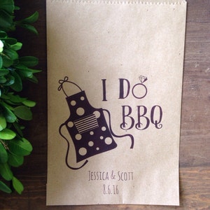 I DO BBQ Couples Shower Favor, Silverware Holder Bag,  Wedding Barbecue or Rustic Outdoor Party Shower Decorations Buffet