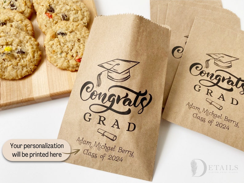 Graduation Cookie Bags, Graduation Party Favors, Cookie Buffet Bag, Cookie Bar Bag, Treat Bag, Personalized Graduation Favors, Class Of 2024 image 2