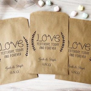 Wedding Cookie Bags - Candy Buffet Sacks - Custom Wedding Favors -  Goody Bags - Personalized Printed Treat Bag - pks of 25