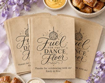 Fuel for the Dance Floor favor bags, Midnight Snack, Personalized wedding favors - 25 pk