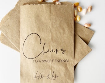 Place Setting Cookie Bags, Cheers to a Sweet Ending, Wedding Toast Snack Bags, Wedding Reception Decorations, Sets of 25