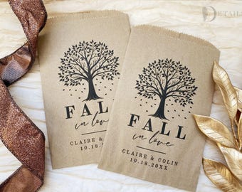 Personalized Fall Wedding Favor Bags: Rustic Treat Bags, 24 Pack