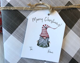 Gnome Christmas Tags, Christmas Gift Tags, Holiday Gift tags, Gnome Gift Tags, Holiday Treat Gift Tags, Printed Custom Tags, Set of 24