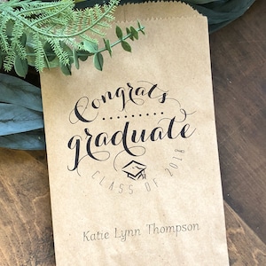 Graduation Party Treat Bags, Goodie Bags, Favor Bags, Candy Bar Bags, Dessert Bar Bags, Popcorn Bags, Personalized Graduation Party Favors