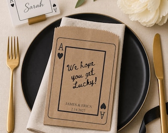 Ace of Hearts Lottery Ticket Bags, Scratch Ticket Wedding Favor Bags, Bridal Shower Favors, Packs of 25