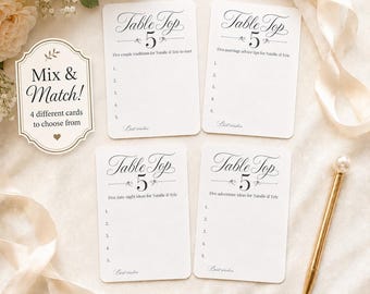 Wedding Reception Table Game Cards, Date Night Ideas, Marriage Advice, Couple Traditions, Adventure, Personalized Table Top 5
