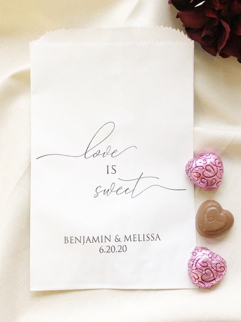 Candy Buffet Printed Paper Bags Wedding Favor Bags Cookie Bags Set of 25 Bridal Shower Favors
