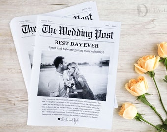 Custom Wedding Newspaper Program, Wedding Newspaper Printing, Wedding Newspaper Program, Printed Wedding Program, Folded Wedding Program