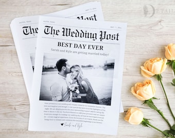 Custom Wedding Newspaper Program, Wedding Newspaper Printing, Wedding Newspaper Program, Printed Wedding Program, Folded Wedding Program