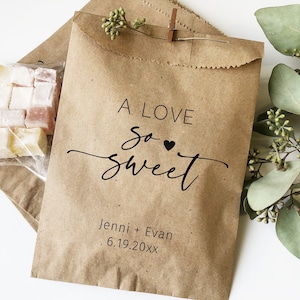 Bridal Favor Bags, Wedding Snack Bar ideas, Bridal Shower, engagement Party or Anniversary Favor Bag – A Love So Sweet Candy Bags 25pcs