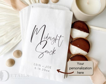 Midnight Snack Wedding Cookie Bags | Perfect for Reception Snacks at your Wedding Dance, kraft or white sold in Sets of 25