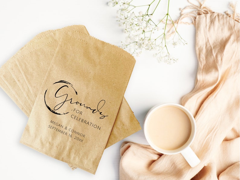 Coffee Favor Bags Wedding Favors Bridal Shower Coffee Favors Coffee Bean Espresso Favors Set of 25 printed paper bags image 6