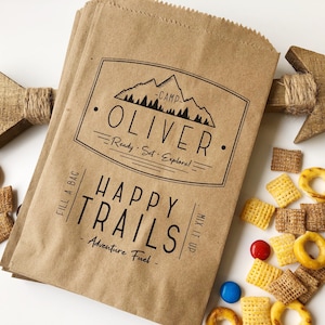 Birthday Favor Bags - Boy Birthday Party - Trail mix bags - Popcorn Bar Favor Bags - Candy Favor Bags - happy trails snack Bags - 25 pack