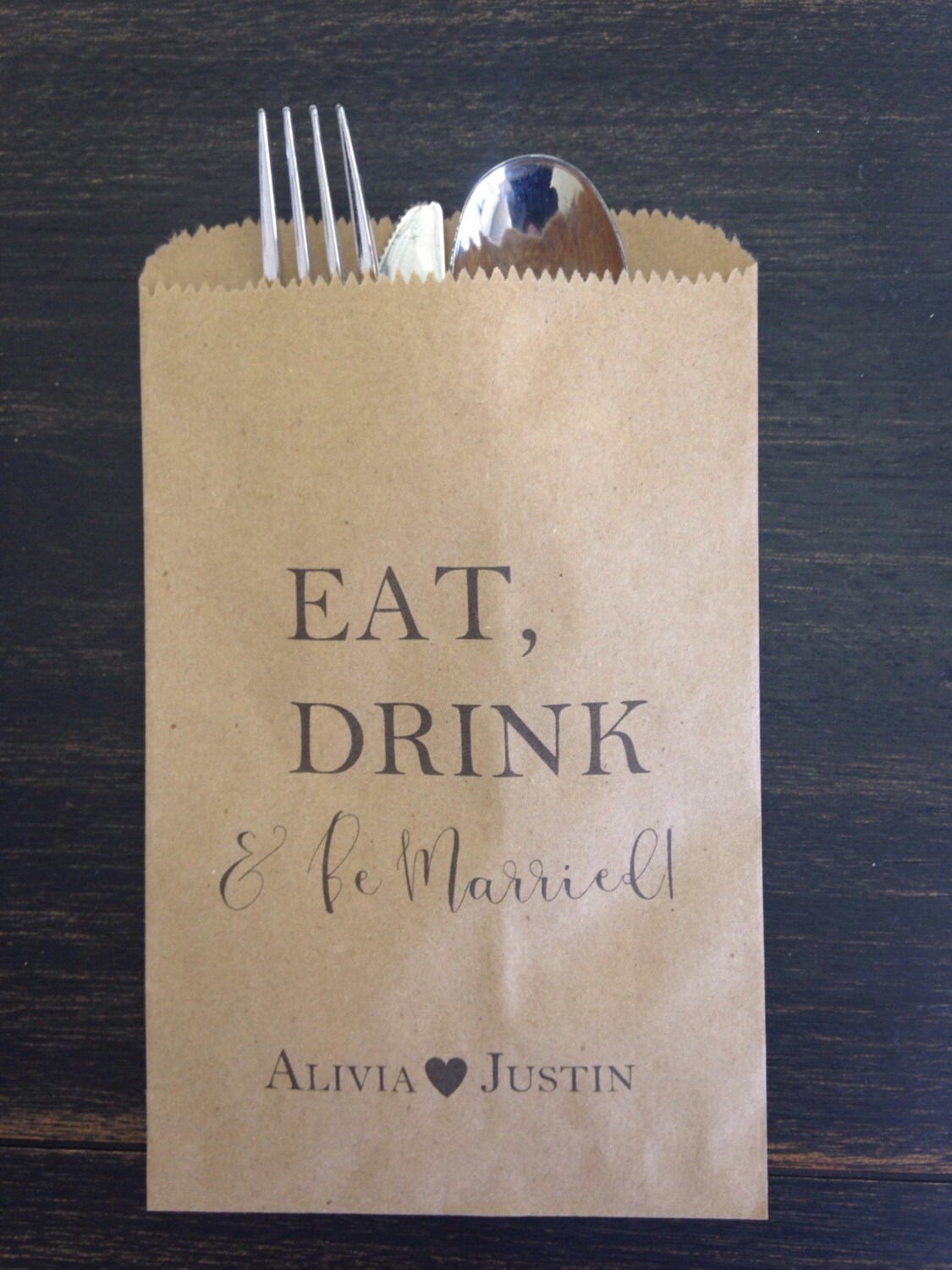 Wedding Favor Bags Utensil Bags Eat Drink and Be Married Etsy