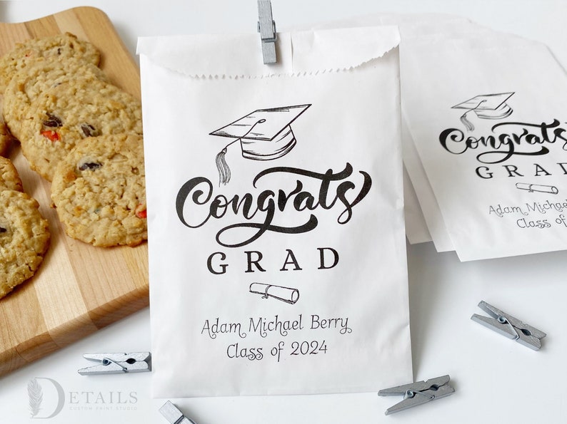 Graduation Cookie Bags, Graduation Party Favors, Cookie Buffet Bag, Cookie Bar Bag, Treat Bag, Personalized Graduation Favors, Class Of 2024 image 4