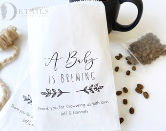 Baby Shower Favors, Coffee Favor Bags, Baby is Brewing Shower ideas, Coffee Bean Espresso Favors, Baby Shower gift bags