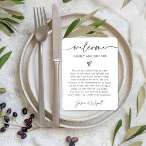 Cartões de boas-vindas personalizados para casamento | Cartões de agradecimento para recepção de casamento | Notas de mesa de casamento | Cartões de configuração de lugar de boas-vindas - conjuntos de 24