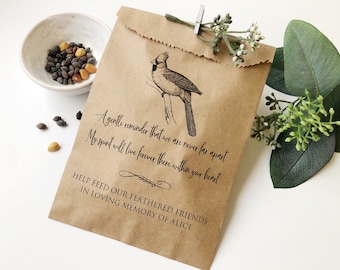 Beautiful Cardinal Poem Memorial Gift Bags, Perfect for birdseed, Meaningful way to honor your loved one at a funeral, wake, or memorial