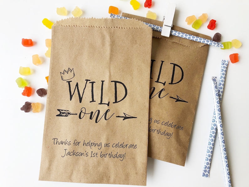 First Birthday Favor Bags Candy Bags 1st Birthday Favor Etsy