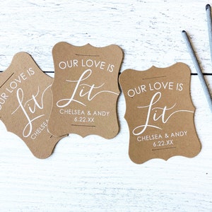 Our Love is Lit Wedding Sparkler Tags, Sparkler Sleeves, Custom Sparkler Tags, Unique Sparkler Tags, Sparkler Send Off, Set of 24 Tags Only zdjęcie 4