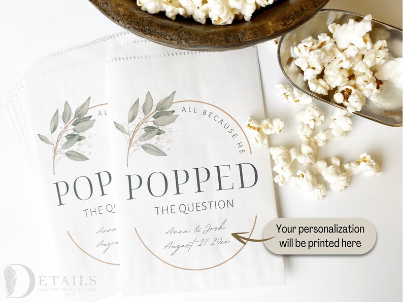 Popcorn Favor Bags He Popped the Question Popcorn Bags Etsy
