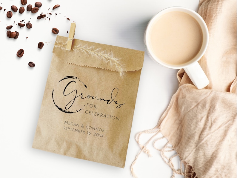 Coffee Favor Bags Wedding Favors Bridal Shower Coffee Favors Coffee Bean Espresso Favors Set of 25 printed paper bags image 8