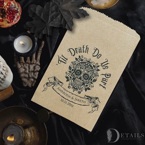 Halloween Wedding Favor Bags | Sugar Skull Favor Bags | Halloween Candy Bags | Treat Bags | Til Death Do Us Part | Gothic Wedding Favor-25pk