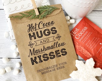 Hot chocolate bar bags - Hot Cocoa Gift - December-January-February bridal shower favors - Winter wedding favors - 25 pack
