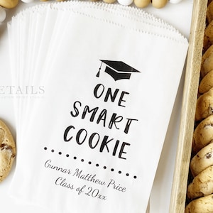 One Smart Cookie, Graduation Party Favors, Cookie Buffet Bags, Cookie Bar Bags, Treat Bags, Goodie Bags, Personalized Graduation Favor Bags