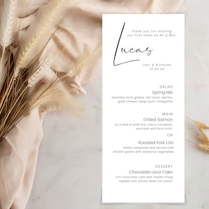 Drukowanie menu weselnego, menu na pół arkusza, drukowane i wysyłane pod Twoje drzwi, zestawy po 24 sztuki. Drukowanie niestandardowych kart menu o wymiarach 4,25" x 11"