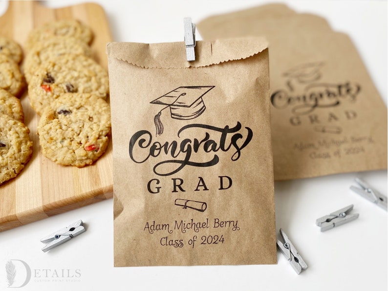 Graduation Cookie Bags, Graduation Party Favors, Cookie Buffet Bag, Cookie Bar Bag, Treat Bag, Personalized Graduation Favors, Class Of 2024 image 6