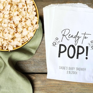 Baby Shower Favors | Ready to Pop bags | Popcorn Favor Bags | Popcorn Treat Bags | Personalized Popcorn Favors | Baby Shower Treats - 25 pk