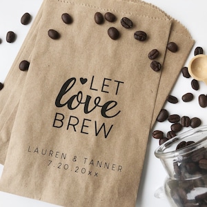 Bridal Shower Coffee Favors, Wedding Favor Bags, Personalized Coffee Bags, Coffee Bar, Custom Favor Bags, Printed Favor Bags - 25 pk