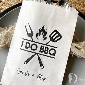 I Do BBQ Cutlery Bags For Wedding, Engagement Barbeque Silverware Bag, Rehearsal Dinner BBQ favor bags, Utensil Holders, Couples Shower-25pk