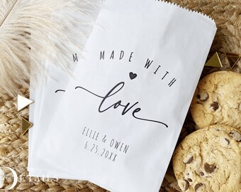Hecho con amor, Bolsas de galletas bohemias, Bolsas de regalos personalizadas, Bolsas de regalos de boda modernas, Bolsas de regalos de boda para invitados, Regalos de despedida de soltera