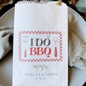 I Do BBQ Bags For Wedding, Engagement Barbeque Silverware Bag, Rehearsal Dinner BBQ favor bags, Utensil Holders, Couples Shower-25pk