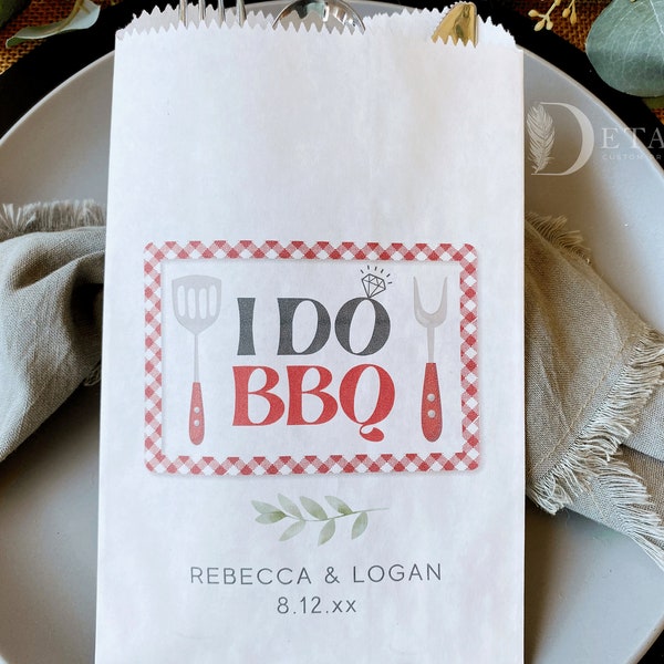 I Do BBQ Bags For Wedding, Engagement Barbeque Silverware Bag, Rehearsal Dinner BBQ favor bags, Utensil Holders, Couples Shower-25pk