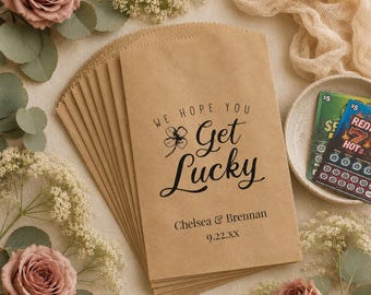 Bolsas de regalo de boda con boletos de raspadito - Regalo de lotería - Porta billetes de lotería - Idea divertida para regalos de boda y despedida de soltera - Paquete de 25