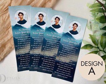 Marcadores de livro memoriais | Presentes personalizados para memoriais | Celebração personalizada da vida | Lembrança de funeral com poema e foto | Lembrança de funeral