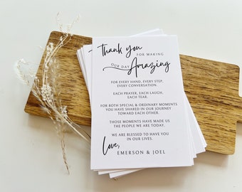 Amazing Day Wedding Reception Thank You Cards, Personalized and Printed for you, sold in sets of 24