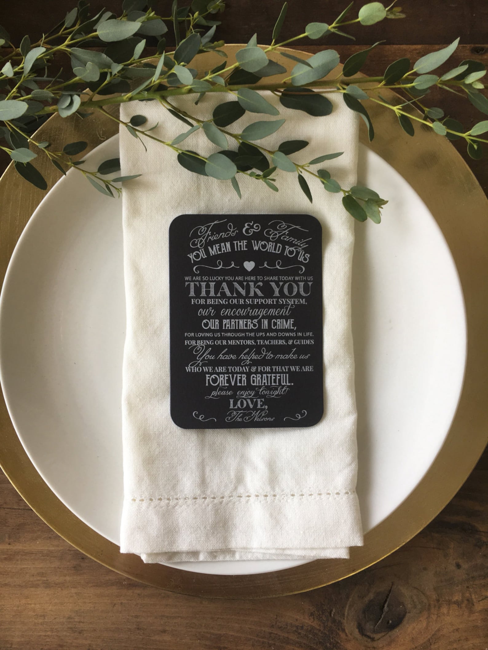 Thank You Place Cards Place Setting Ideas for Your Wedding Etsy