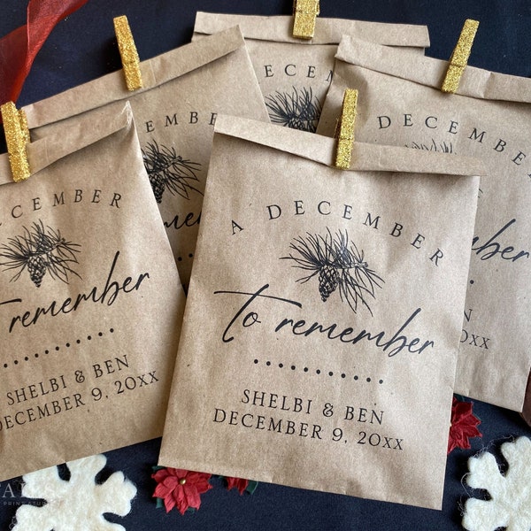 December Wedding Favor Bags | Winter Wedding Favors | Christmas Wedding Favor Bags | Bridal Shower Favors | Personalized Favor Bags - 25 pk