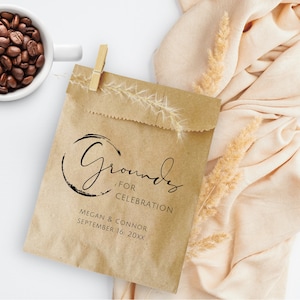 Cadeaux de mariage - Cadeaux de mariage - Cadeaux de mariage pour la douche nuptiale - Cadeaux d&#39;espresso en grains de café - Lot de 25 sacs en papier imprimés