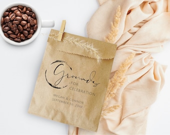 Coffee Favor Bags- Wedding Favors - Bridal Shower Coffee Favors- Coffee Bean Espresso Favors - Set of 25 printed paper bags